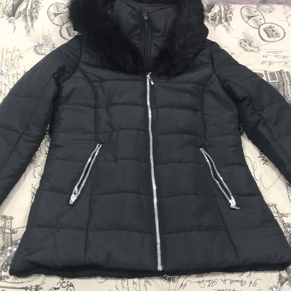 🎁 Maralyn & Me Juniors' Hooded Faux-Fur-Trim Puffer - Picture 3 of 8